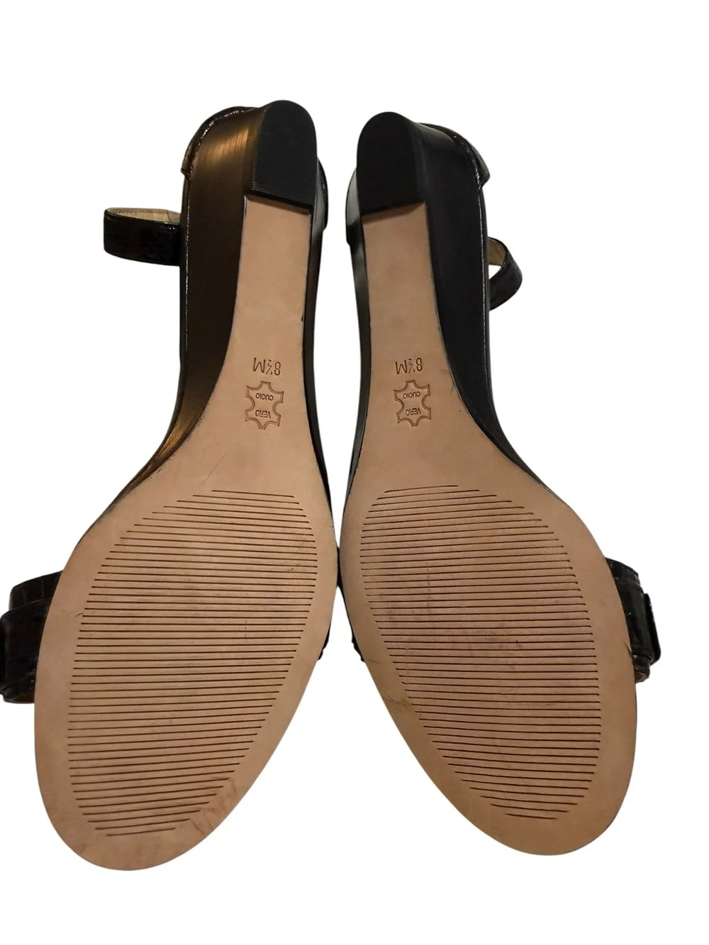Michael Kors Black Wedge Sandals with Gold Plaque